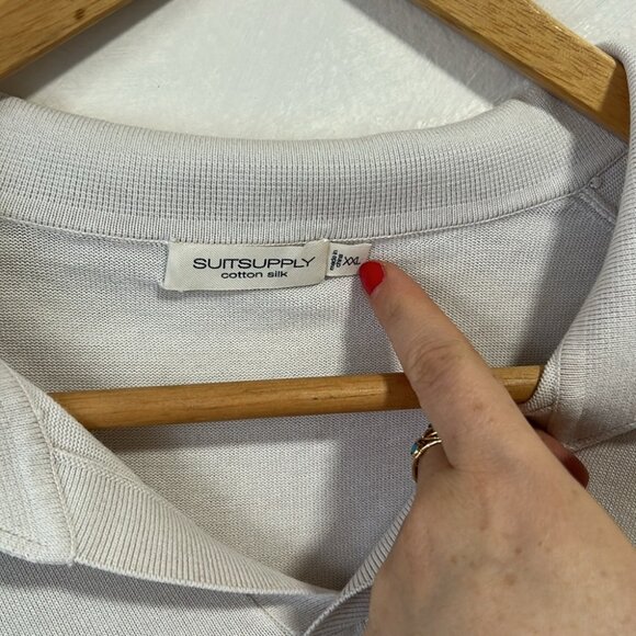 Suitsupply Cotton Silk Cream Polo Shirt size XXL - Picture 2 of 5